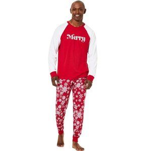 Family Pajamas Mens Merry Pajama Set Size M